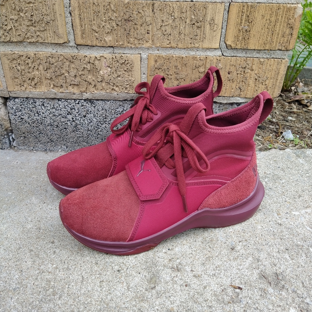 Puma Phenom Cordovan Red Suede Nylon Training Shoe Women's 6